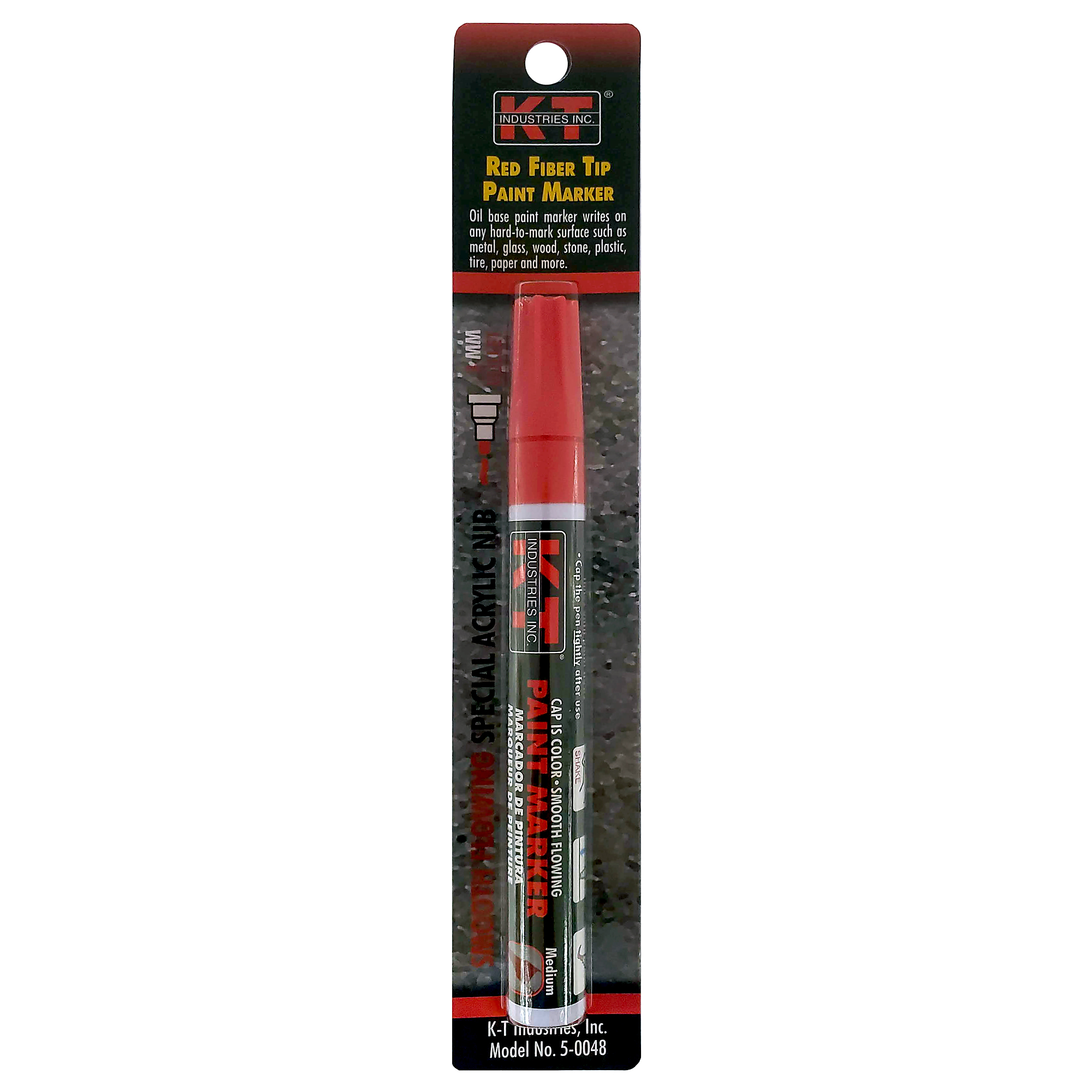 K-T Industries Liquid Paint Marker — Red, Aluminum Body, Industrial Grade Fiber Nib, Model# 5-0048